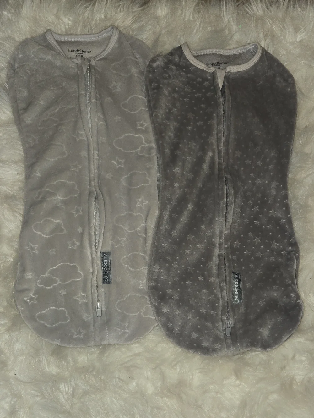 Newborn SwaddleMe Gray & Dark Gray Baby Zip-Up Swaddle Sacks
